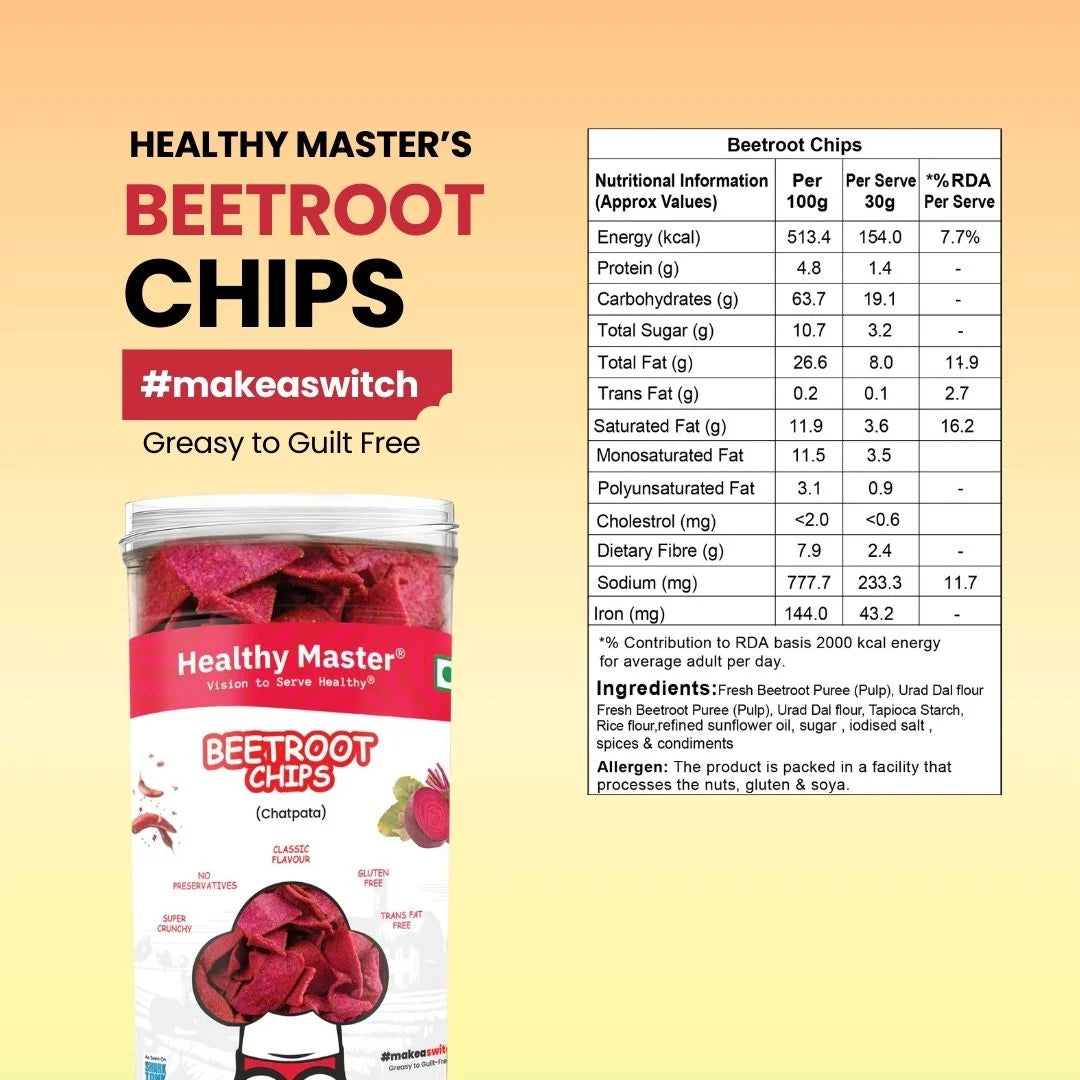 Beetroot Chips - Light and Crispy (Chatpata Spice)