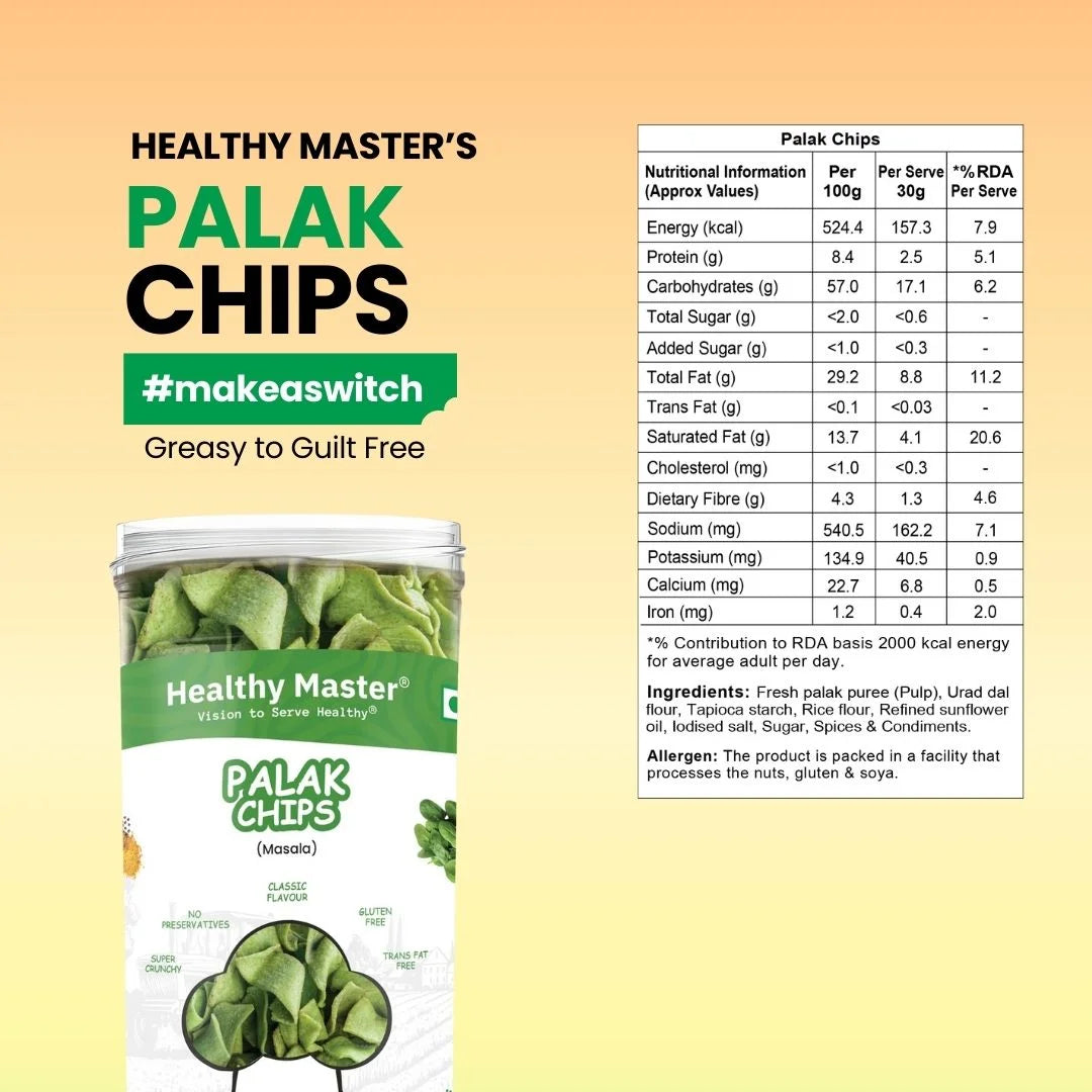 Palak & Blackgram (Urad) Chips - Light and Crispy (Spice Magic)